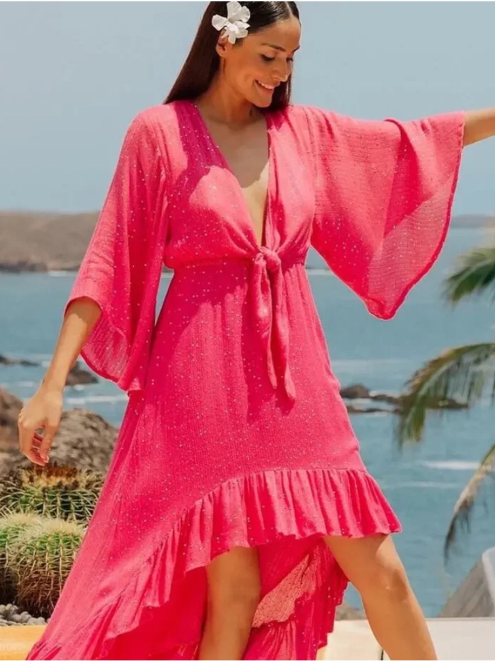 Sundress NWT St Barth Women's Pink Tie-Front Midi Dress size XS